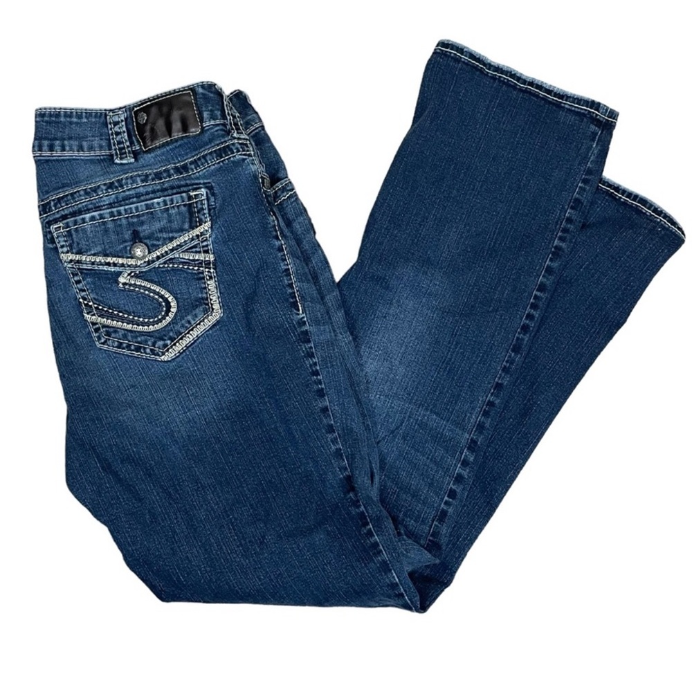 Silver fluid denim Suki mid slim boot blue denim jeans size 16 L33